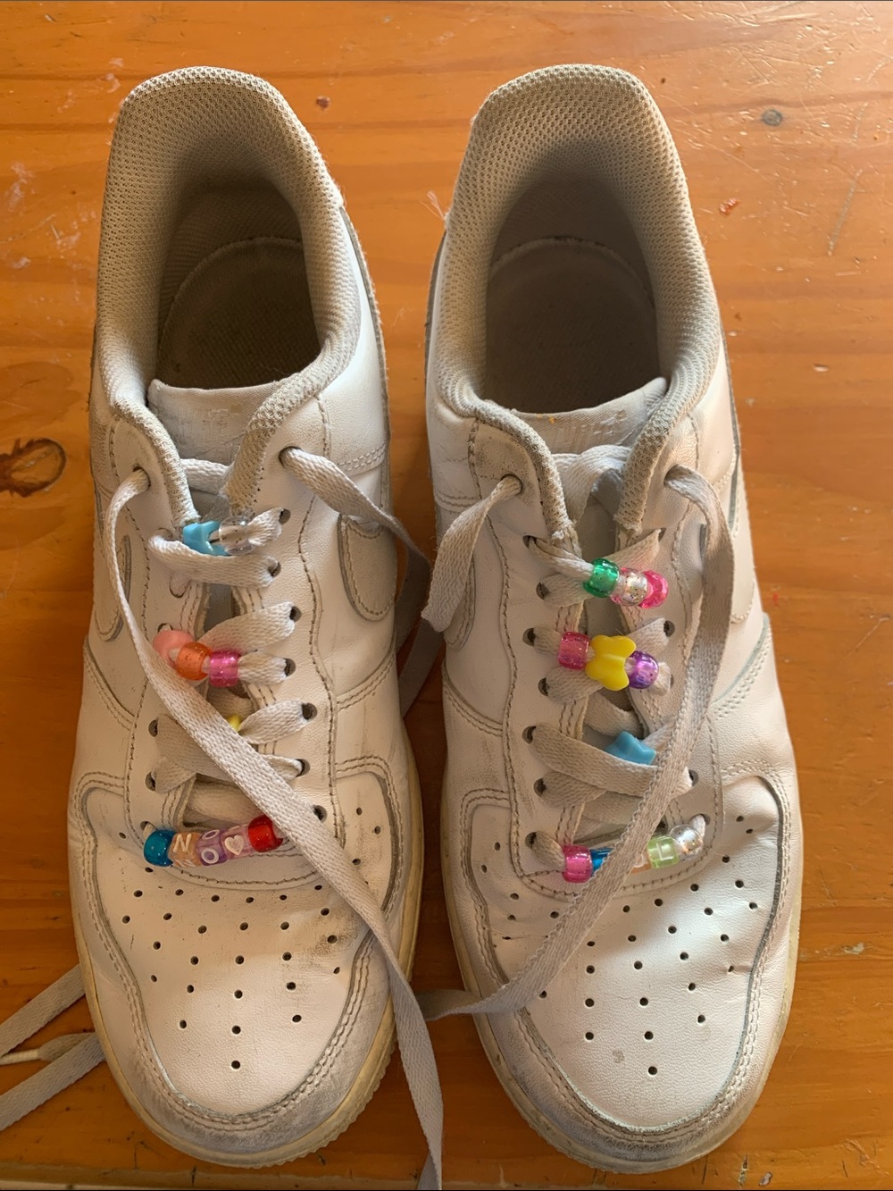 Nike Air Force 1 White Women's Sneakers with Multicolor Bead Accents size 9